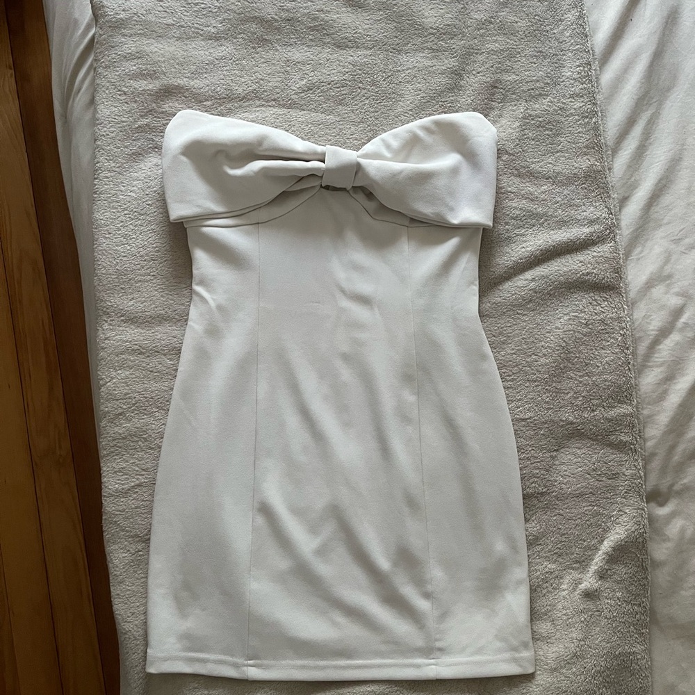 12th Tribe Strapless White Bow Dress